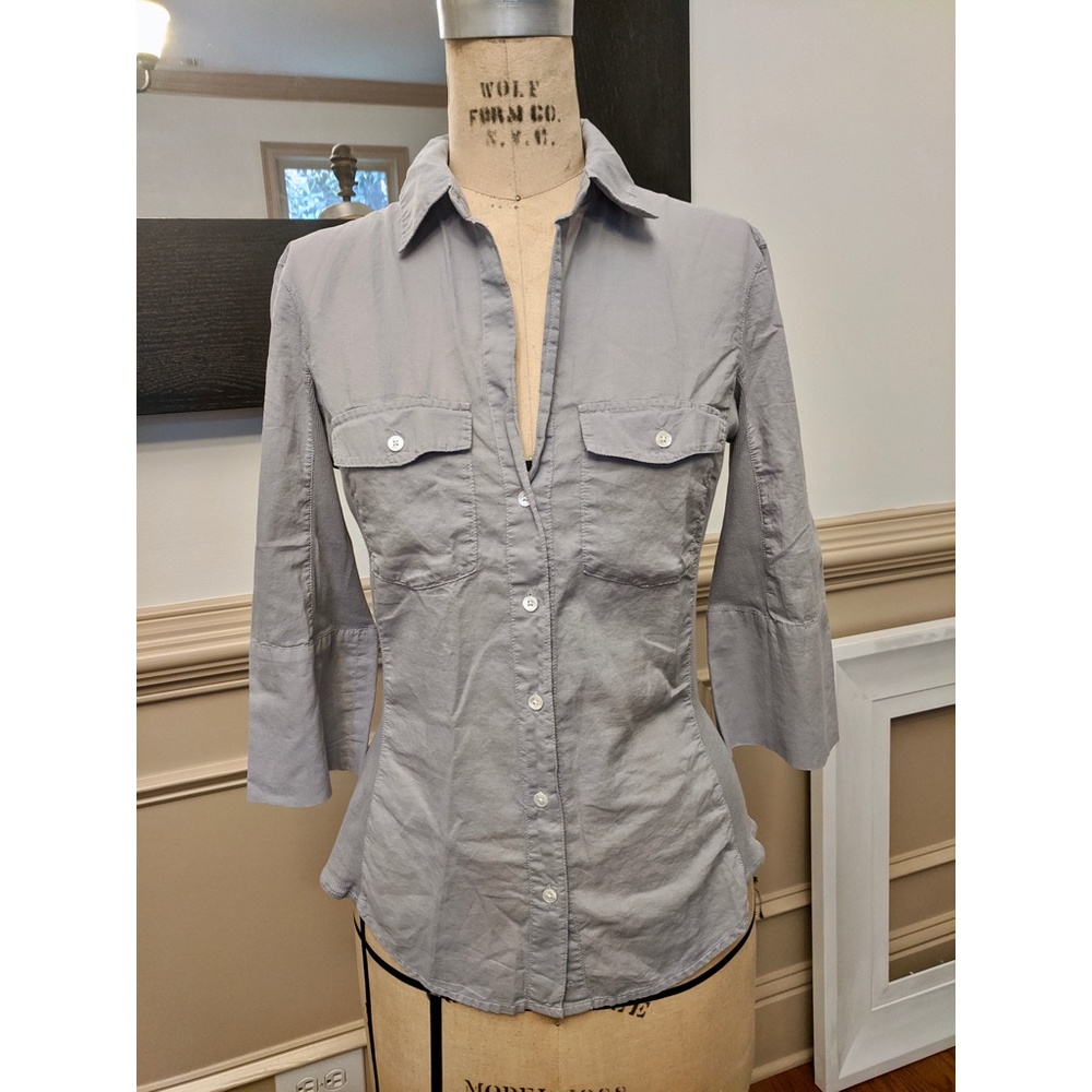 James Perse Slub Side Panel Button Front Shirt